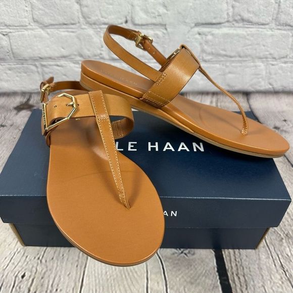 Cole Haan Shoes - Cole Haan Women’s Francine Demi Thong Sandals Pecan Leather Double Buckles 5.5B